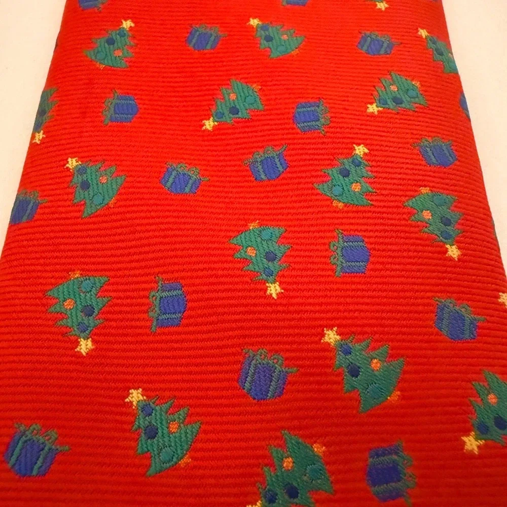 Hallmark Christmas Tree Necktie Gift Woven Print Holiday Festive Novelty Classic